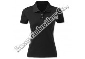 Ladies Black Short Sleeve Polyester Cotton T-Shirts Polo Shirts